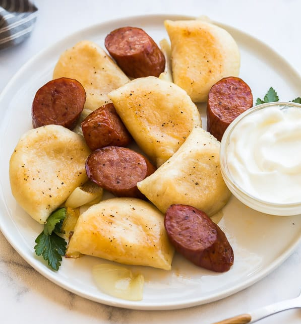 (Shumka) 4 Perogies and Kobassa